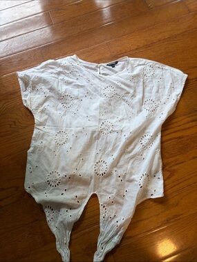 George White Eyelet Floral Top